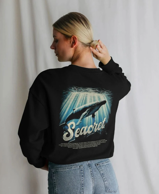 Humpback Whale Comfy Womens Oversized Jumper / Sweatshirt black blonde model