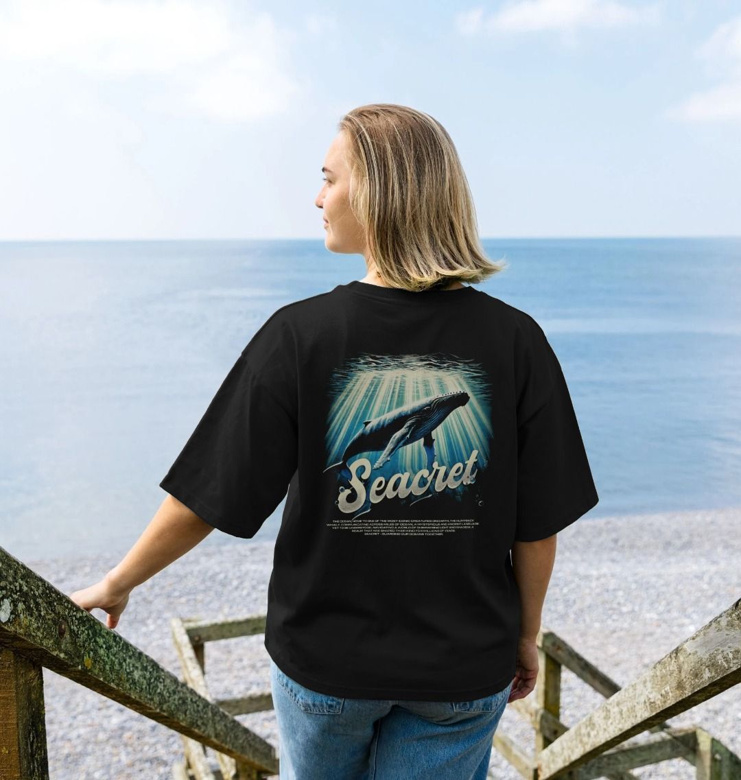 Women's comfy oversized T-shirt sustainable fashion brand options humpback whale T-shirt Seacret