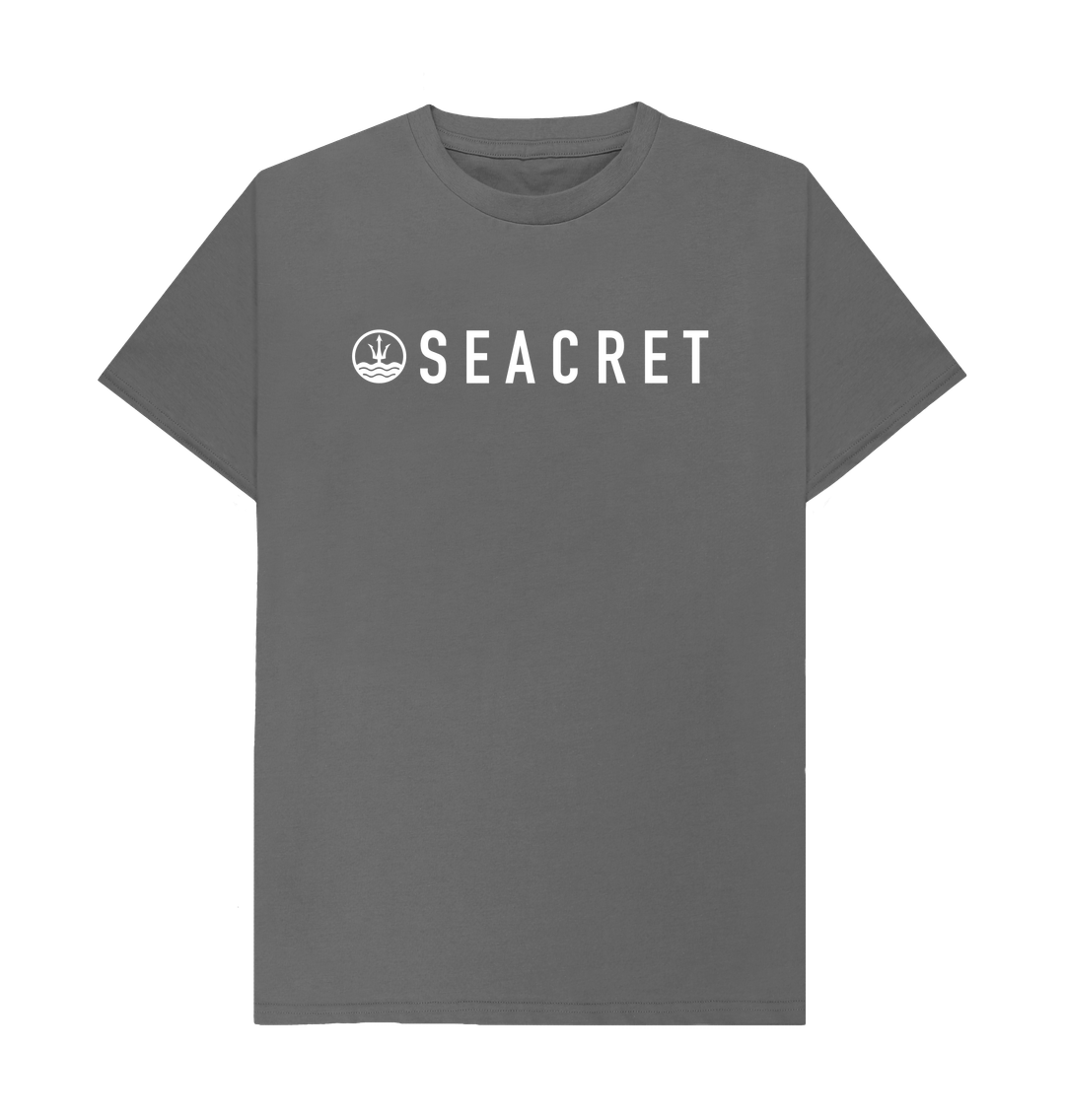 Upgrade your wardrobe with Seacret's super comfy organic cotton T-shirt featuring our iconic logo. This men's sustainable clothing piece offers the best in soft comfort while supporting marine conservation. Made from organic cotton, it promotes eco-friendly practices and helps address plastic pollution in the ocean. Ideal for eco-conscious ocean enthusiasts!