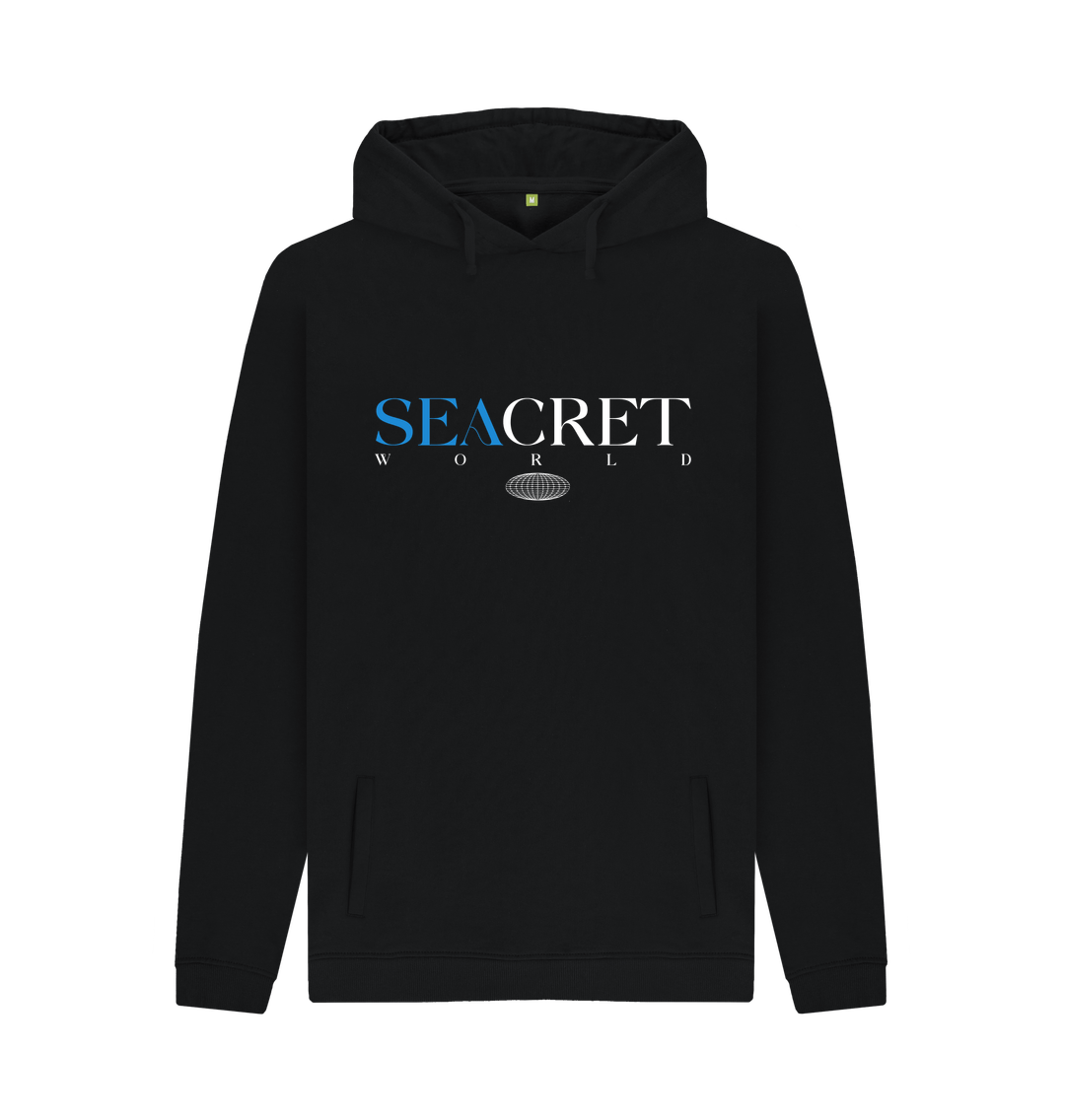 Our men's super soft hoodie features a large back print with coral design and "Inspire, Connect, Protect" message. Made from sustainable organic cotton and recycled materials, it promotes marine conservation and combats marine plastic pollution in the ocean. Shop now for sustainable organic clothing that supports marine conservation!