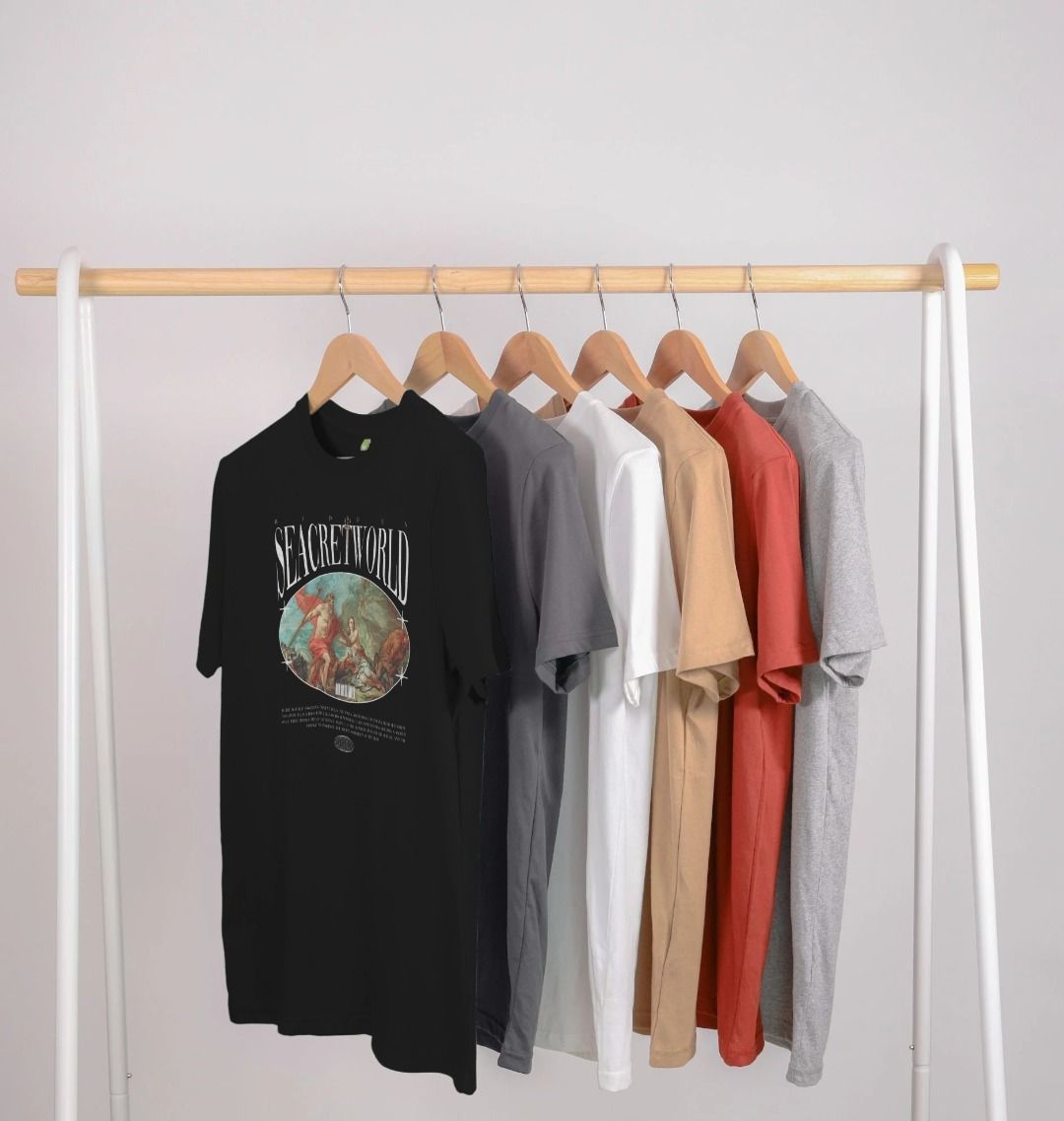 Discover Seacret’s Men's Organic Cotton T-Shirt featuring Poseidon, God of the Sea. This sustainable, super soft tee supports marine conservation and helps fight marine plastic pollution in the ocean. Stay stylish and eco-friendly knowing this can be recycled men's t-shirt, perfect for ocean lovers. 