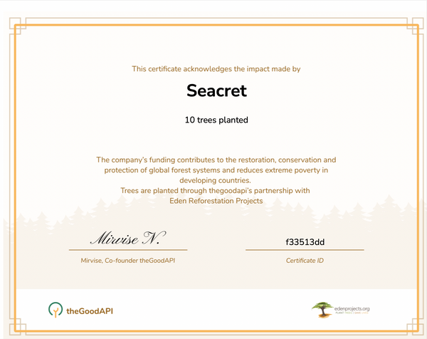 Certificate 1 for EDEN REFORESTATION
