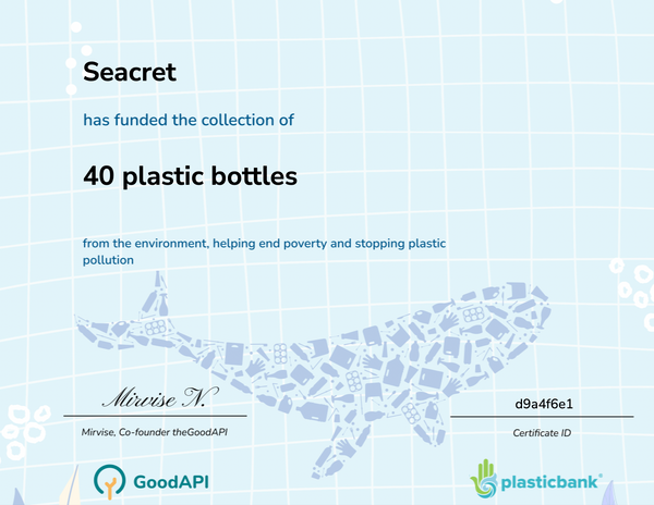 Certificate 1 for PLASTICBANK