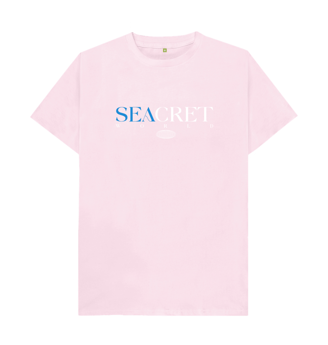 Upgrade your wardrobe with our super comfy men's SEACRET logo t-shirt, available in mustard, pink, grey, and black. Made from organic cotton, this soft tee supports sustainable fashion and combats marine plastic pollution. Embrace style and eco-consciousness with every wear!