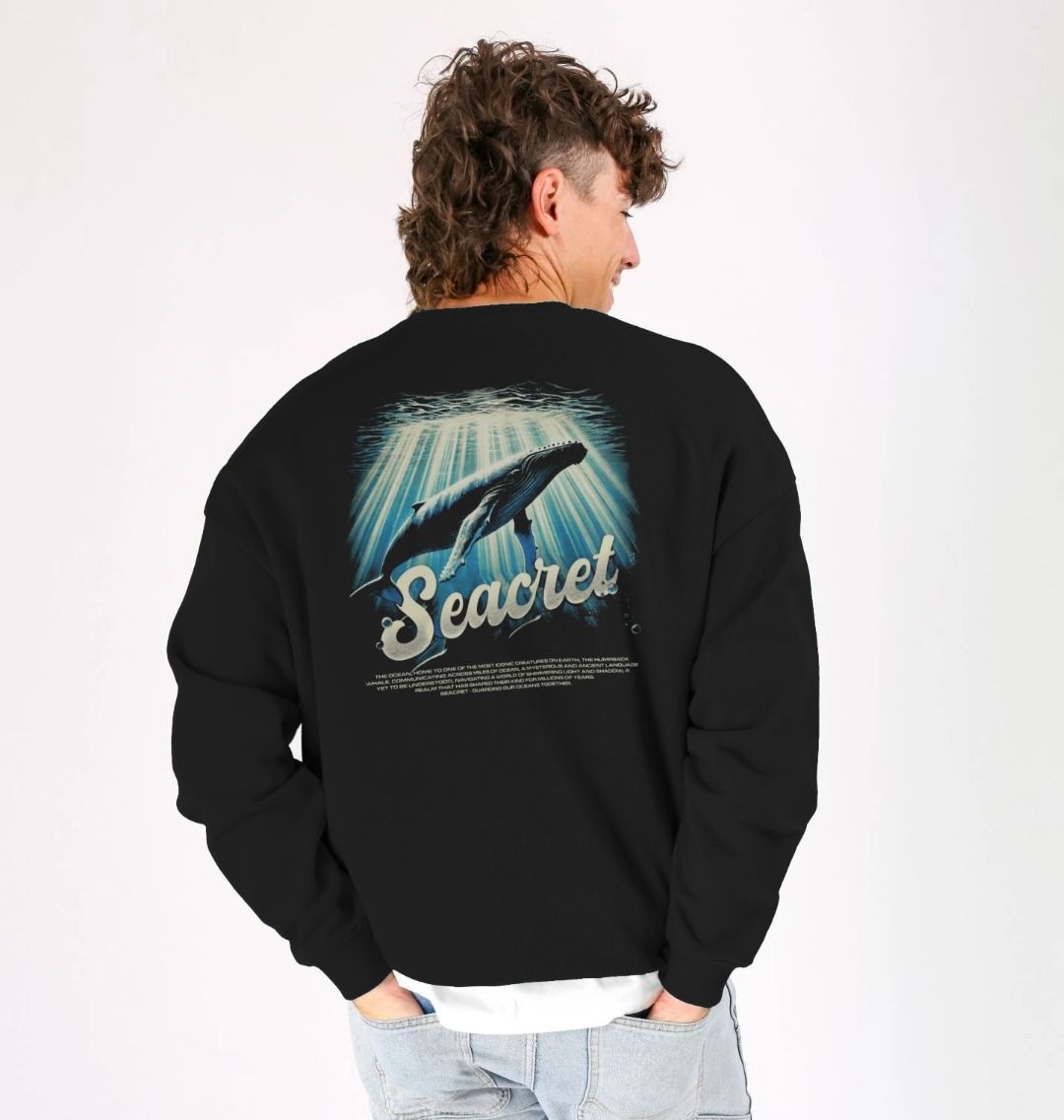 Mens Jumper Black Humpback Whale